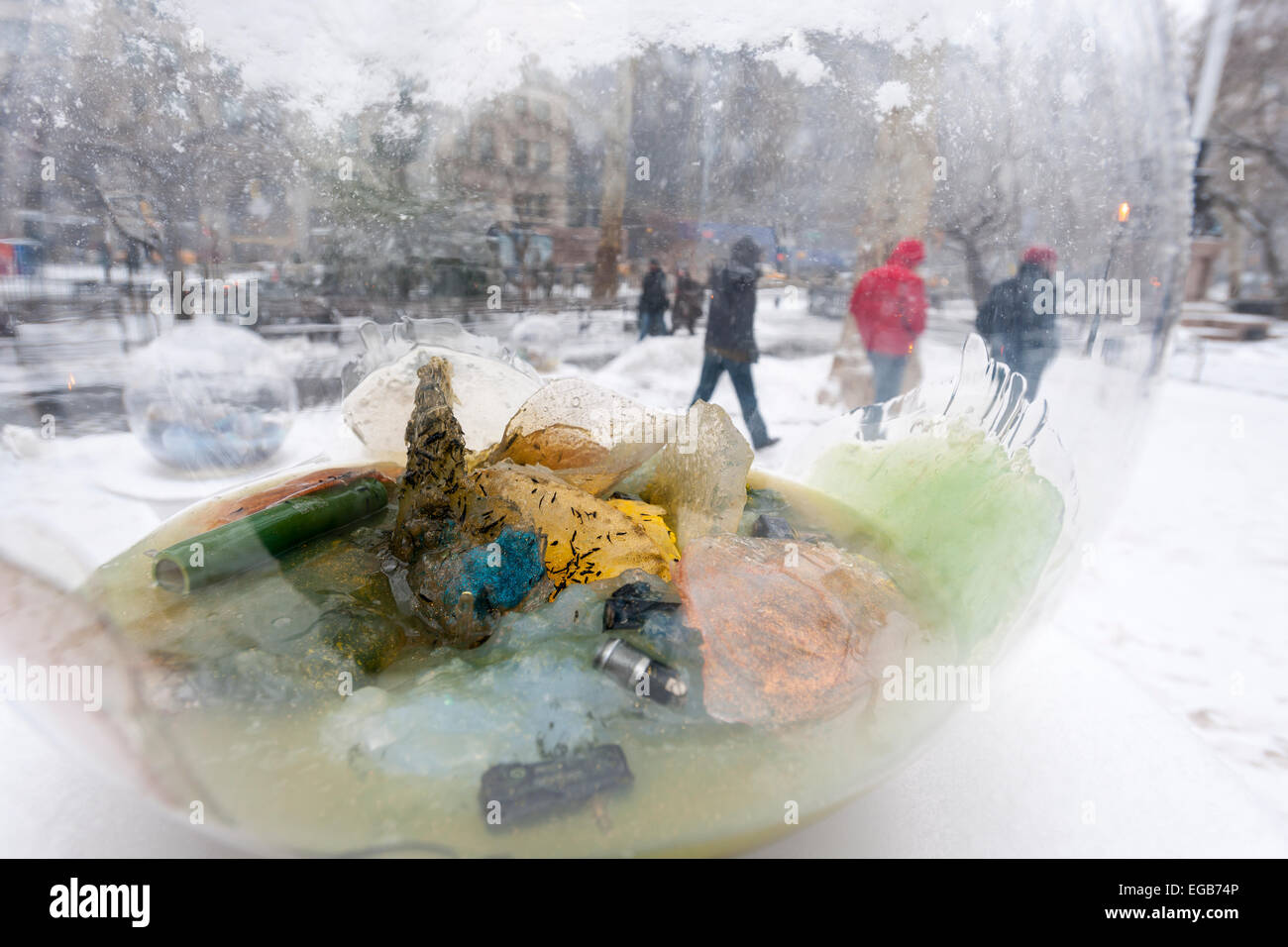 Visitors to Madison Square Park in New York view 