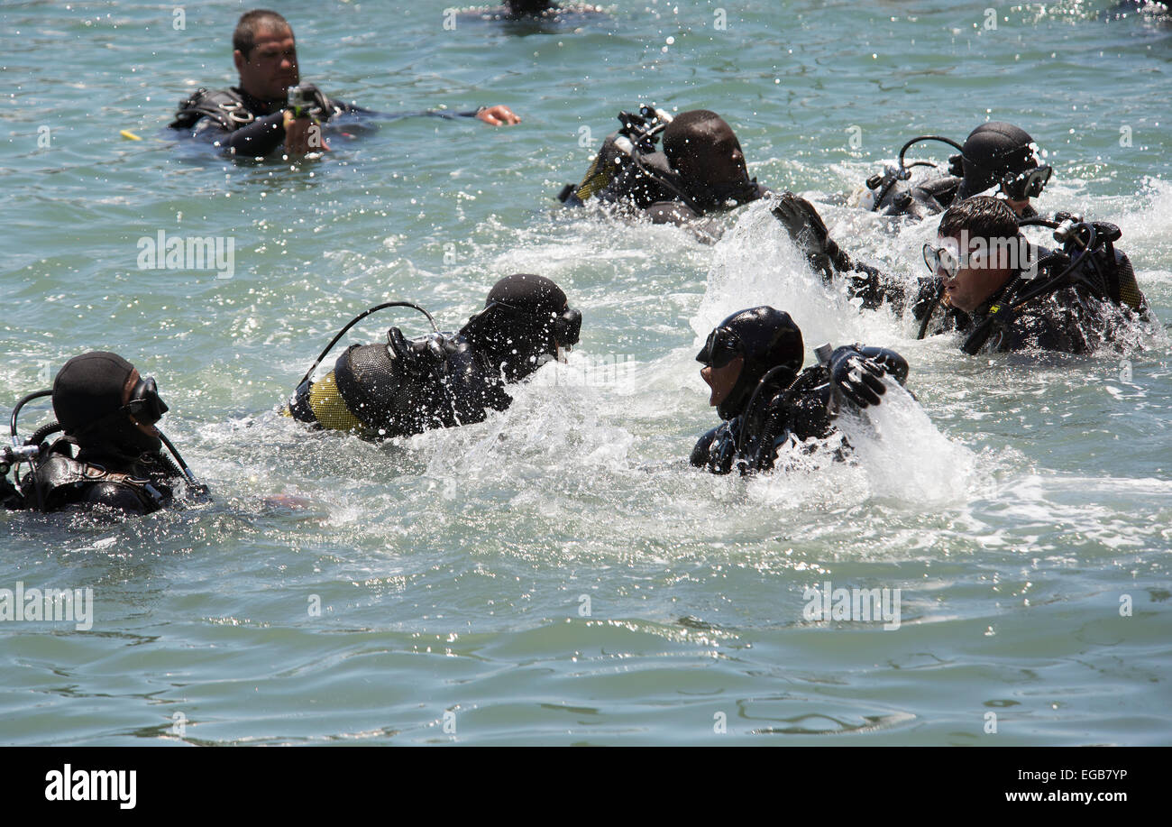 Deep sea diver training Gordons Bay South Africa Stock Photo