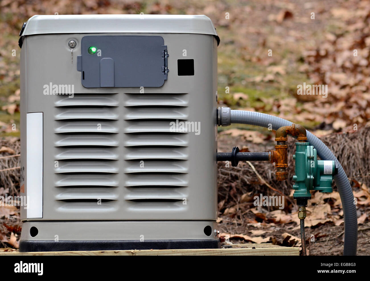 A home backup generator for use during power outages. Stock Photo