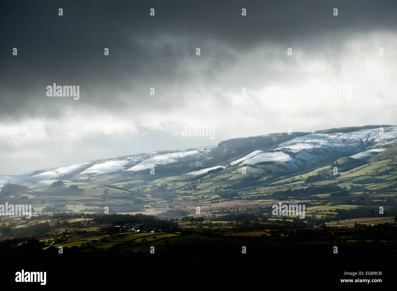 Powys, Wales, UK. 21st February, 2015. Landscape after a snow storm has passed on high land in Powys, Mid Wales. Credit:  Graham M. Lawrence/Alamy Live News. Stock Photo