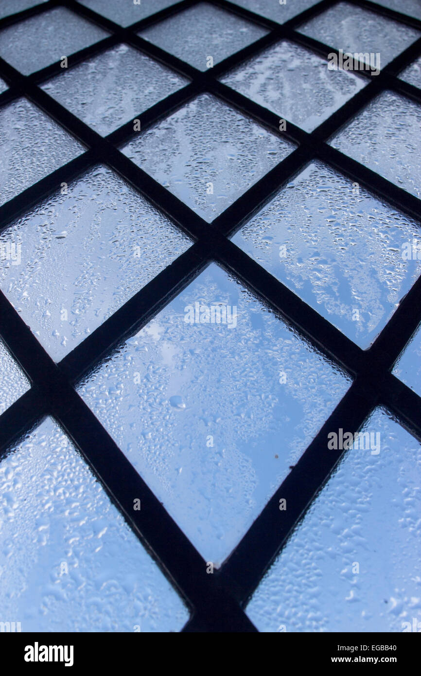 Condensation on old leaded glass windows Stock Photo Alamy