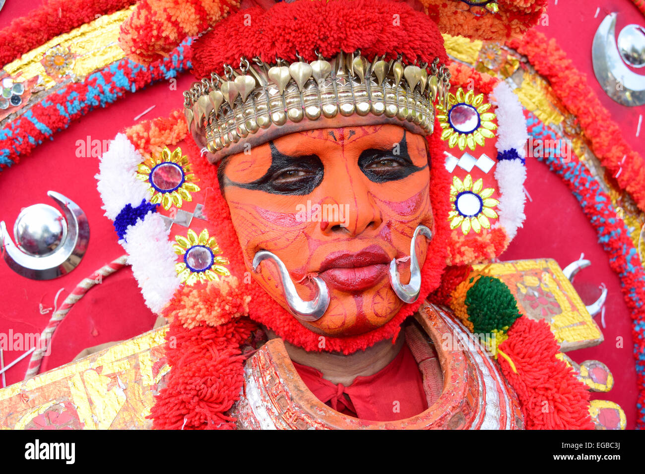 Theyyam Ritual art of Kerala India arts form Artist close up view Stock  Photo - Alamy