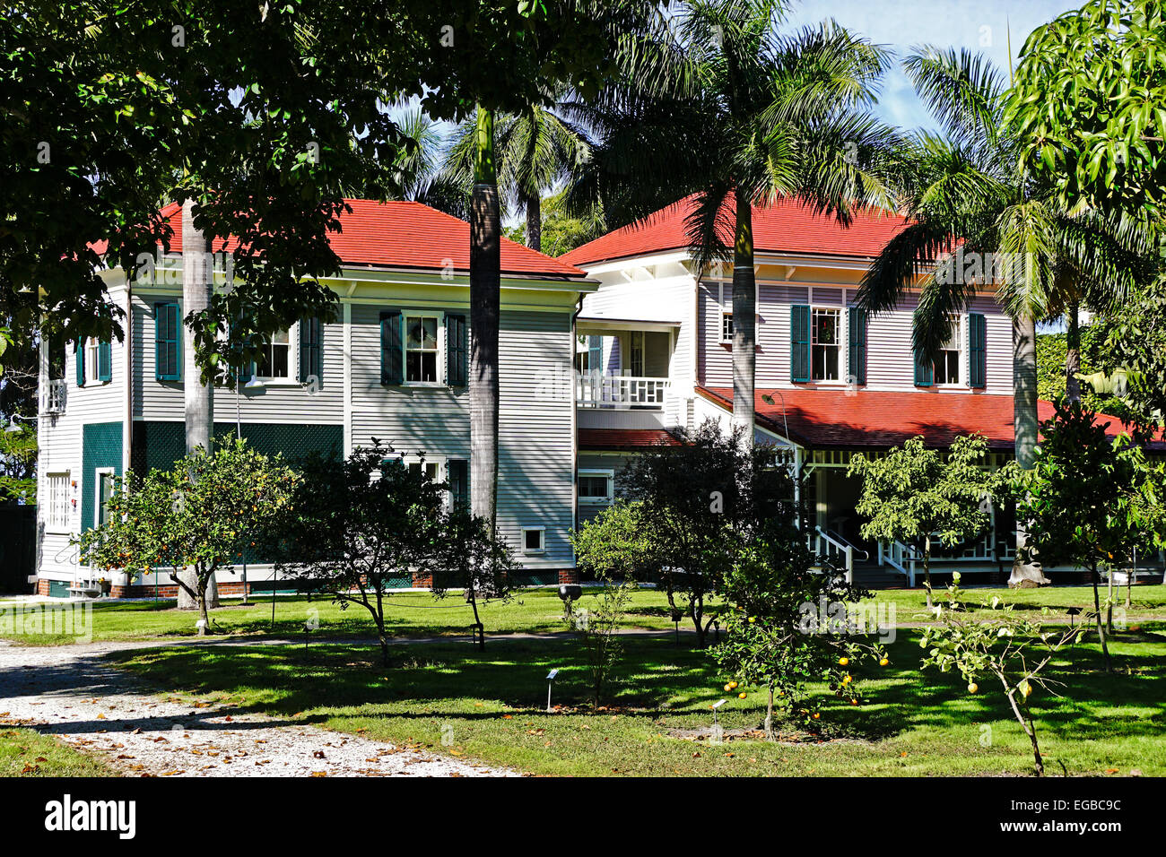 Home of American inventor Thomas Alva Edison at the Edison and Ford Winter Estates in Fort Myers, Florida. Stock Photo