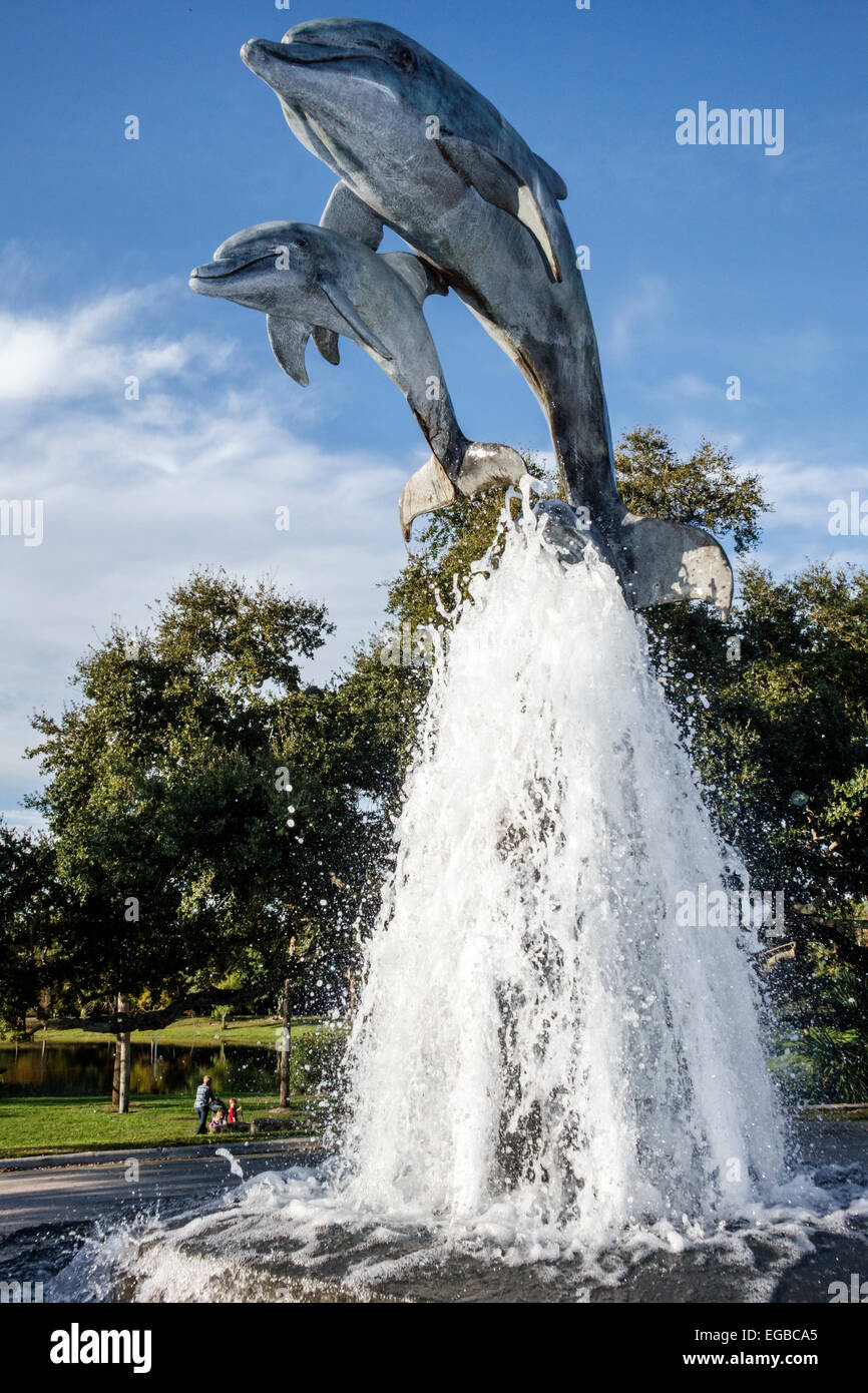 Jensen Beach Florida,Indian River waterSide Park,fountain,dolphins