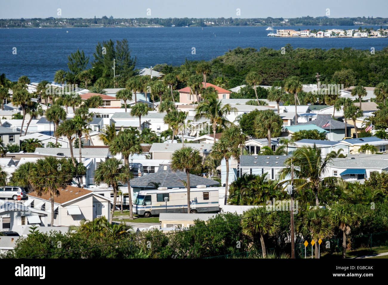 Florida Jensen Beach Hutchinson Barrier Island highway Route A1A Indian River Lagoon aerial