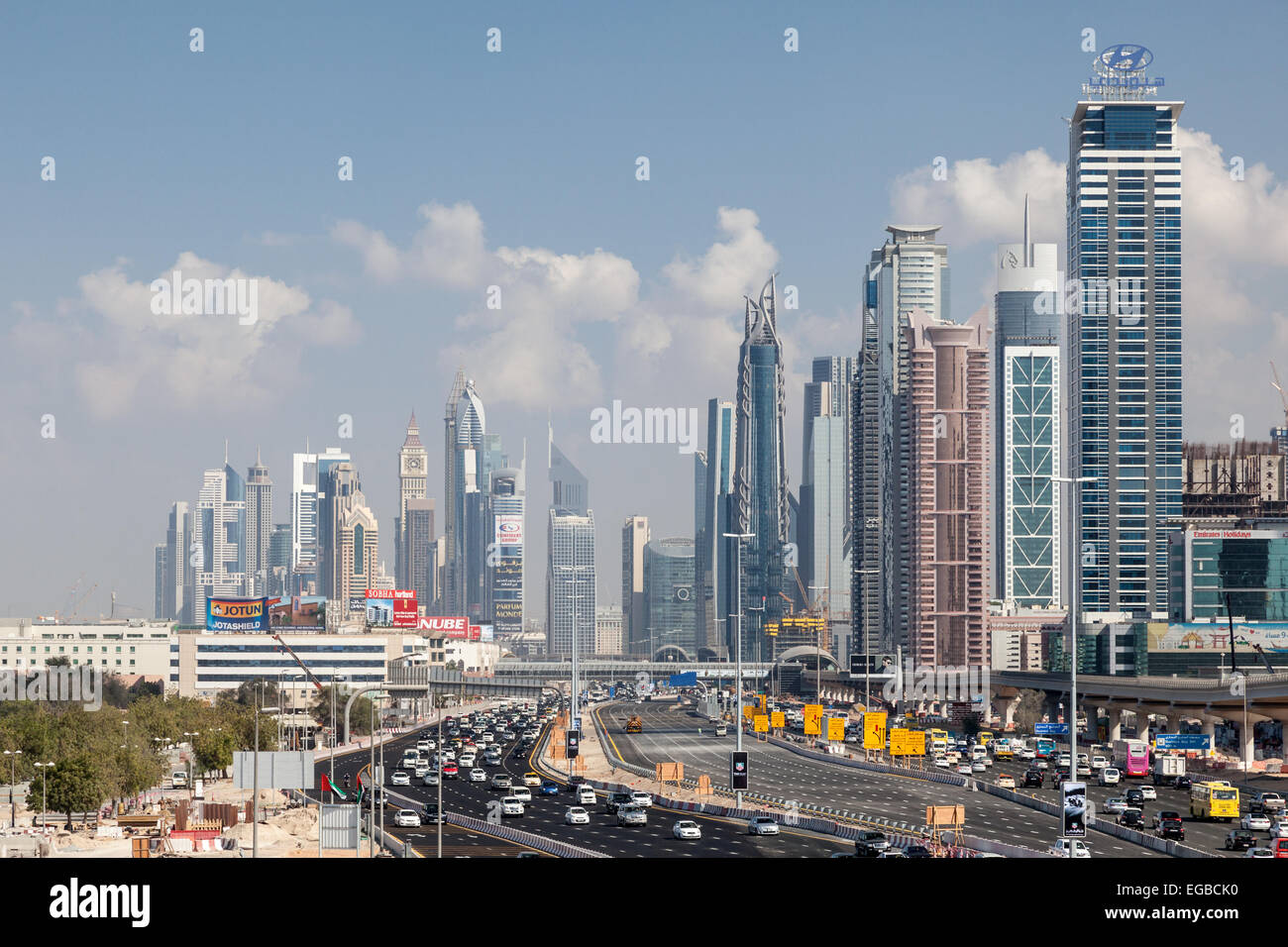 Sheikh Zayed Road in Dubai City Stock Photo