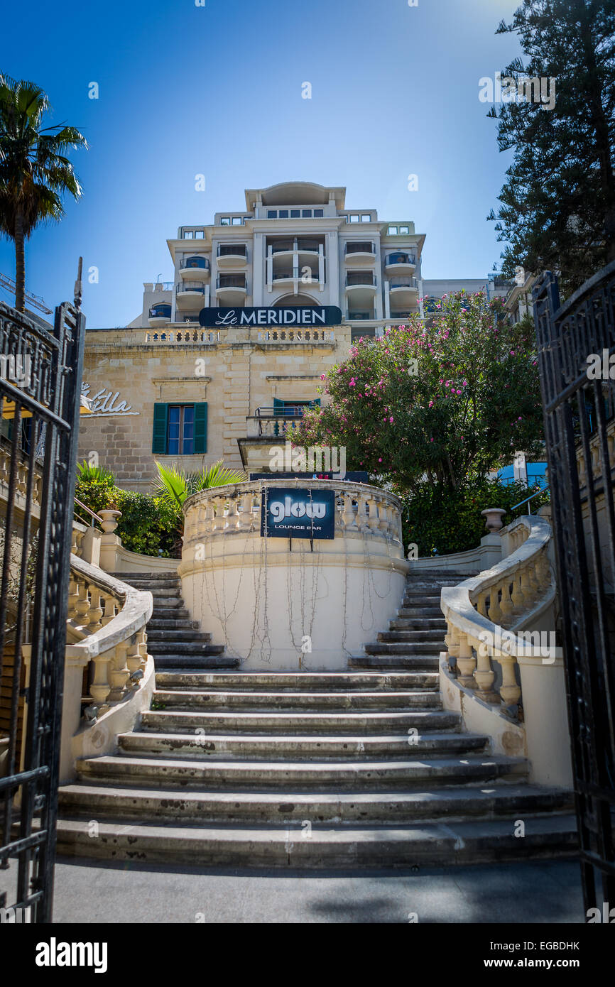 MALTA. The entrance to The Villa and Le Meridien Hotel at Balluta Bay in St Julian's, Malta Stock Photo