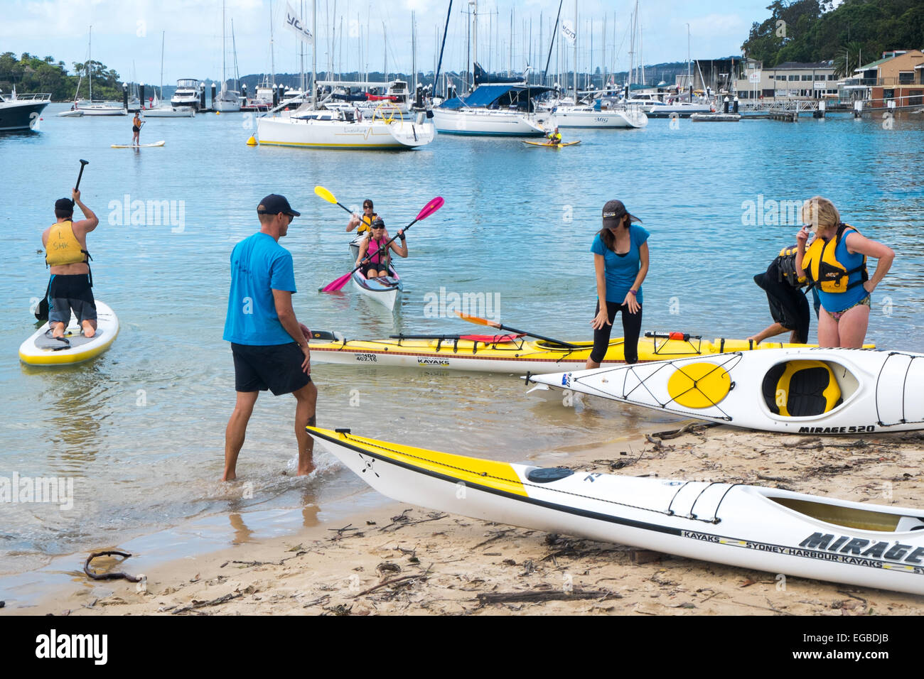 Sydney kayak club located at the Spit on middle harbour,Sydney where boats can be bought or hired, NSW, Australia Stock Photo