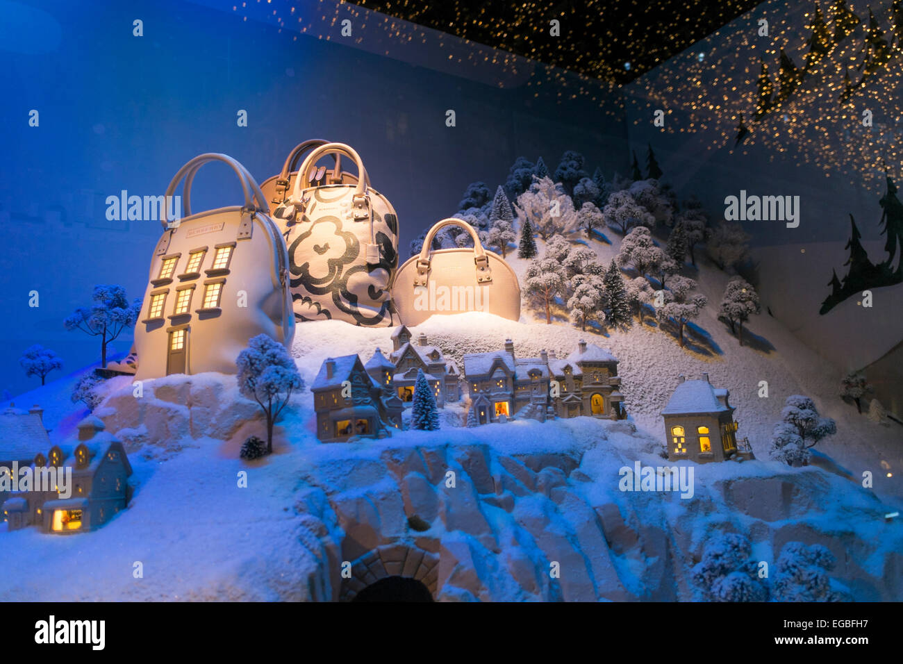 Burberry themed Christmas window decorations at Au Printemps, Paris, France  Stock Photo - Alamy