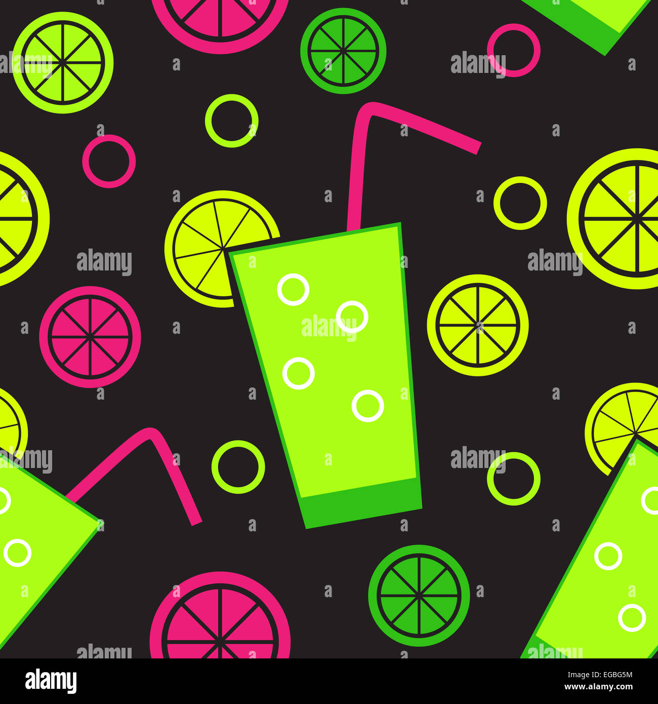 Citrus Cocktail Seamless Pattern Background Vector Illustration Stock ...