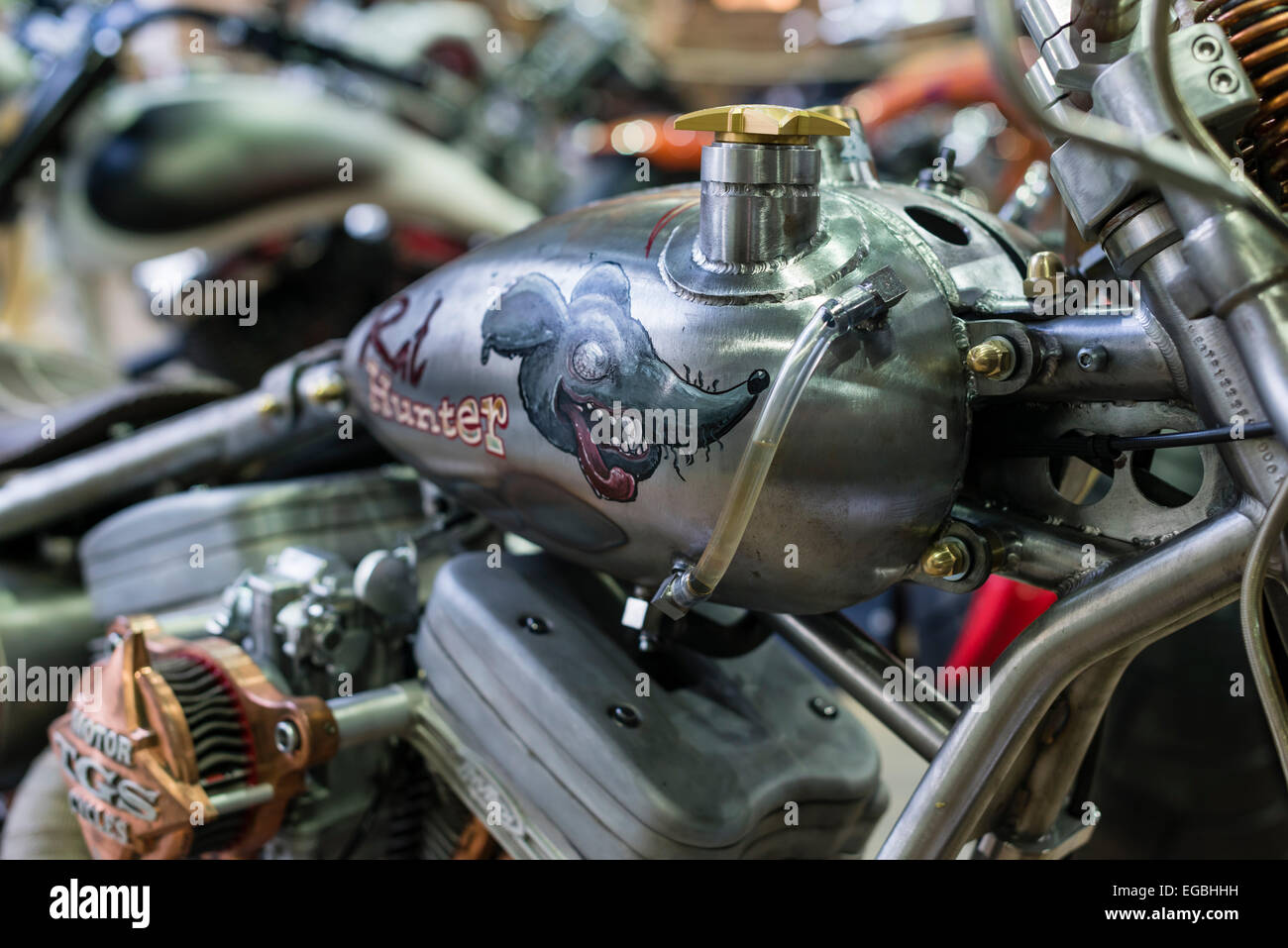 Zurich, Switzerland. 20th Feb, 2015. Spectactular custom bikes at "Swiss- Moto" motorcycle show in Zurich. Here "rathunter", Swiss custom contest  entry from TGS motorcycles. Credit: thamerpic/Alamy Live News Stock Photo -  Alamy