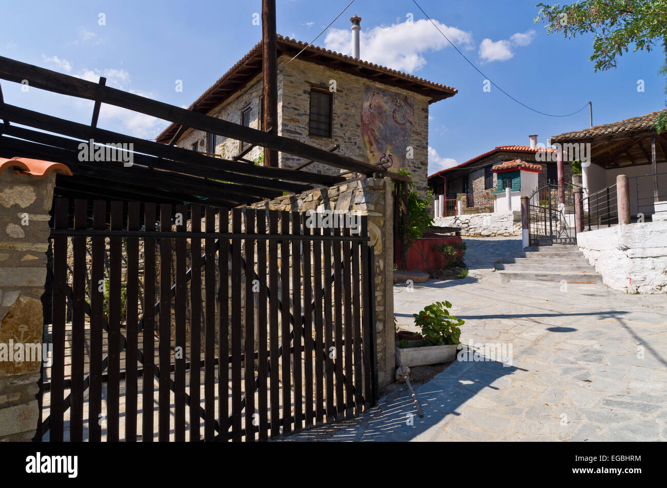 Traditional greek village at central Macedonia, Nikiti, Chalkidiki Stock Photo