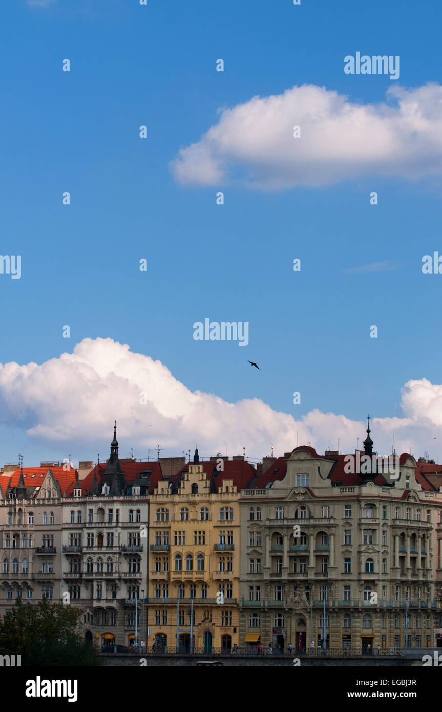 Prague Nove Mesto (New Town) cityscape. Stock Photo