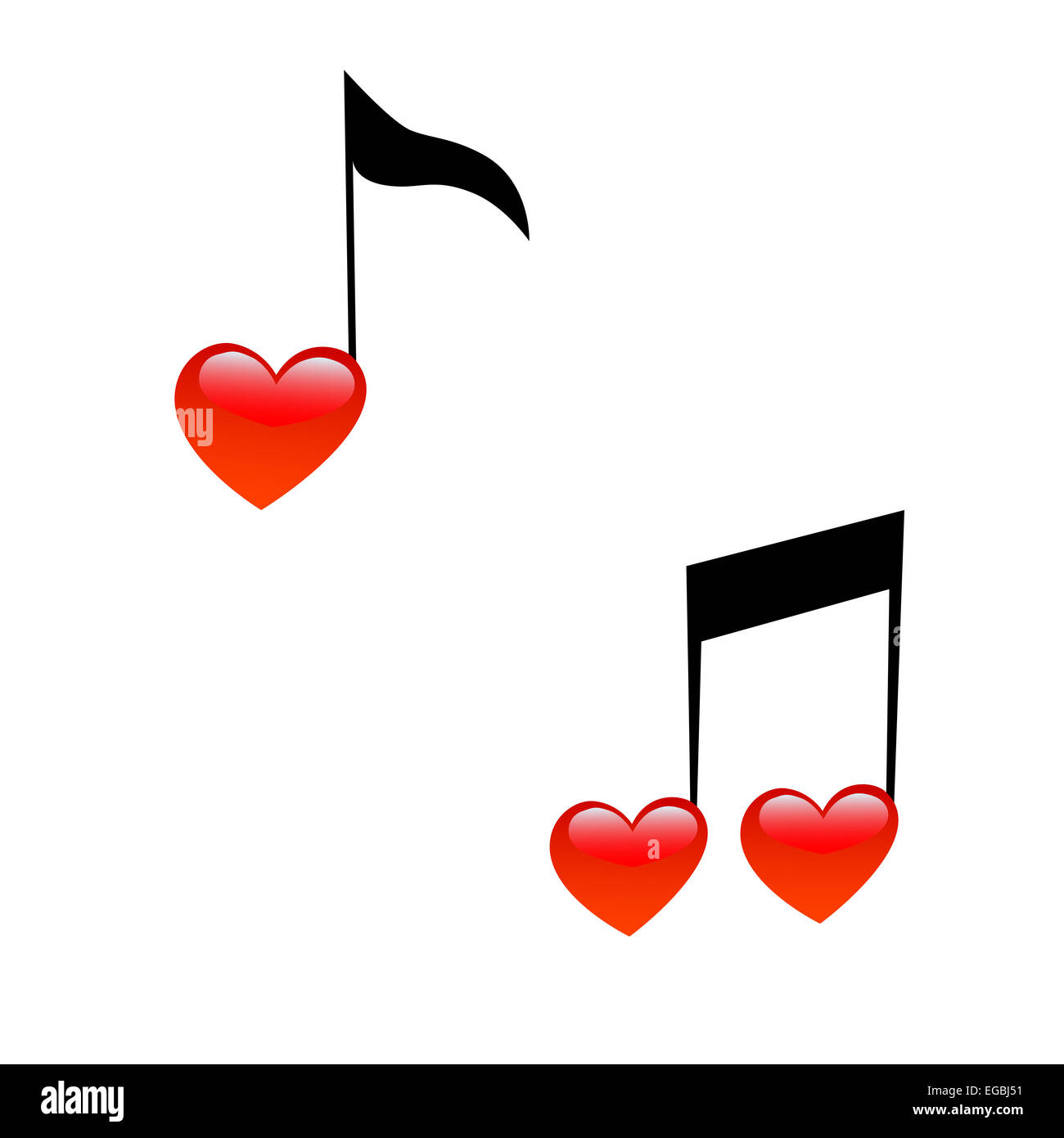 The symbol of music and love. Signs of notes in the form of hearts Stock  Photo - Alamy