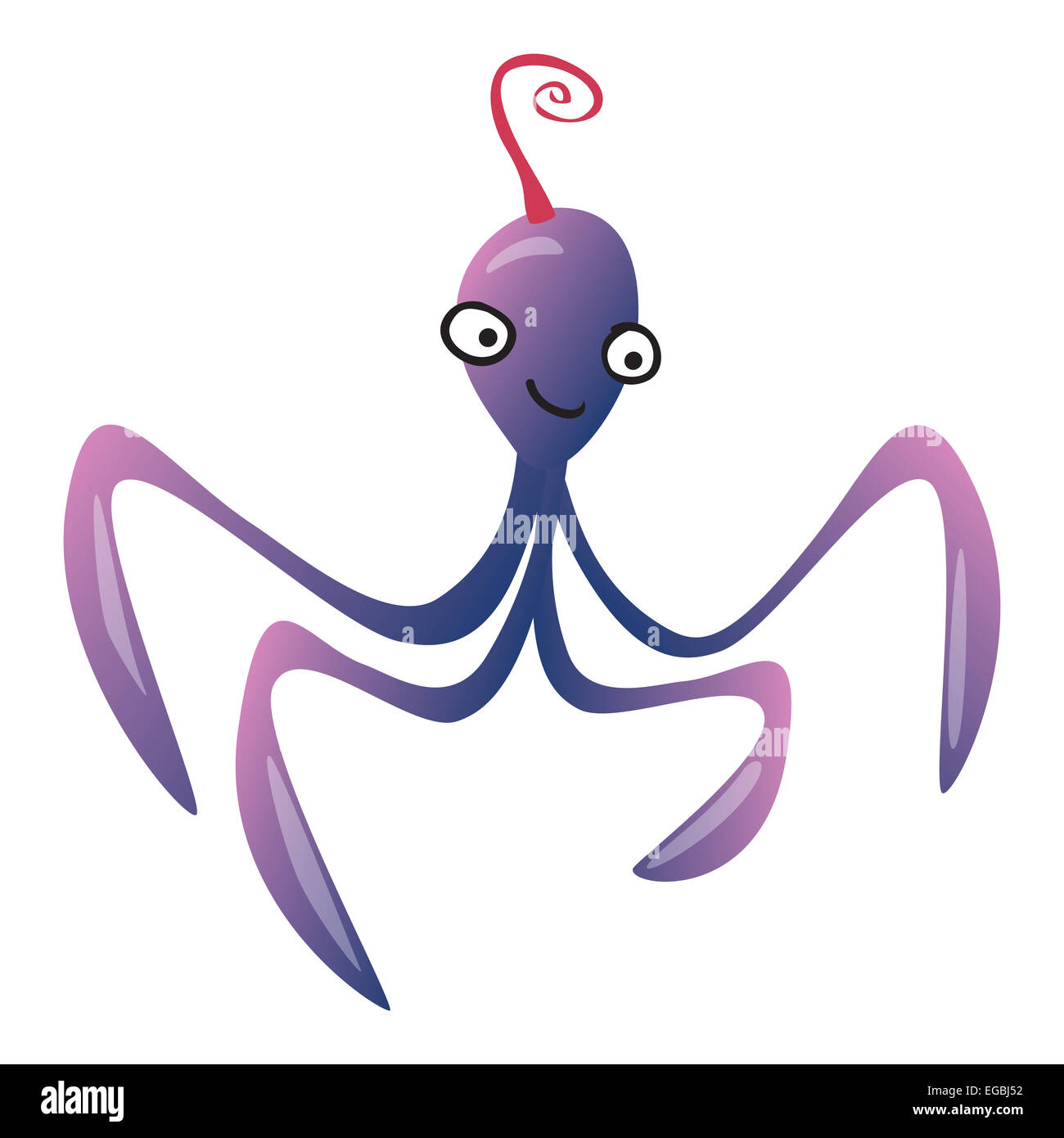Funny cartoon octopus or an alien monster or Kraken Stock Photo