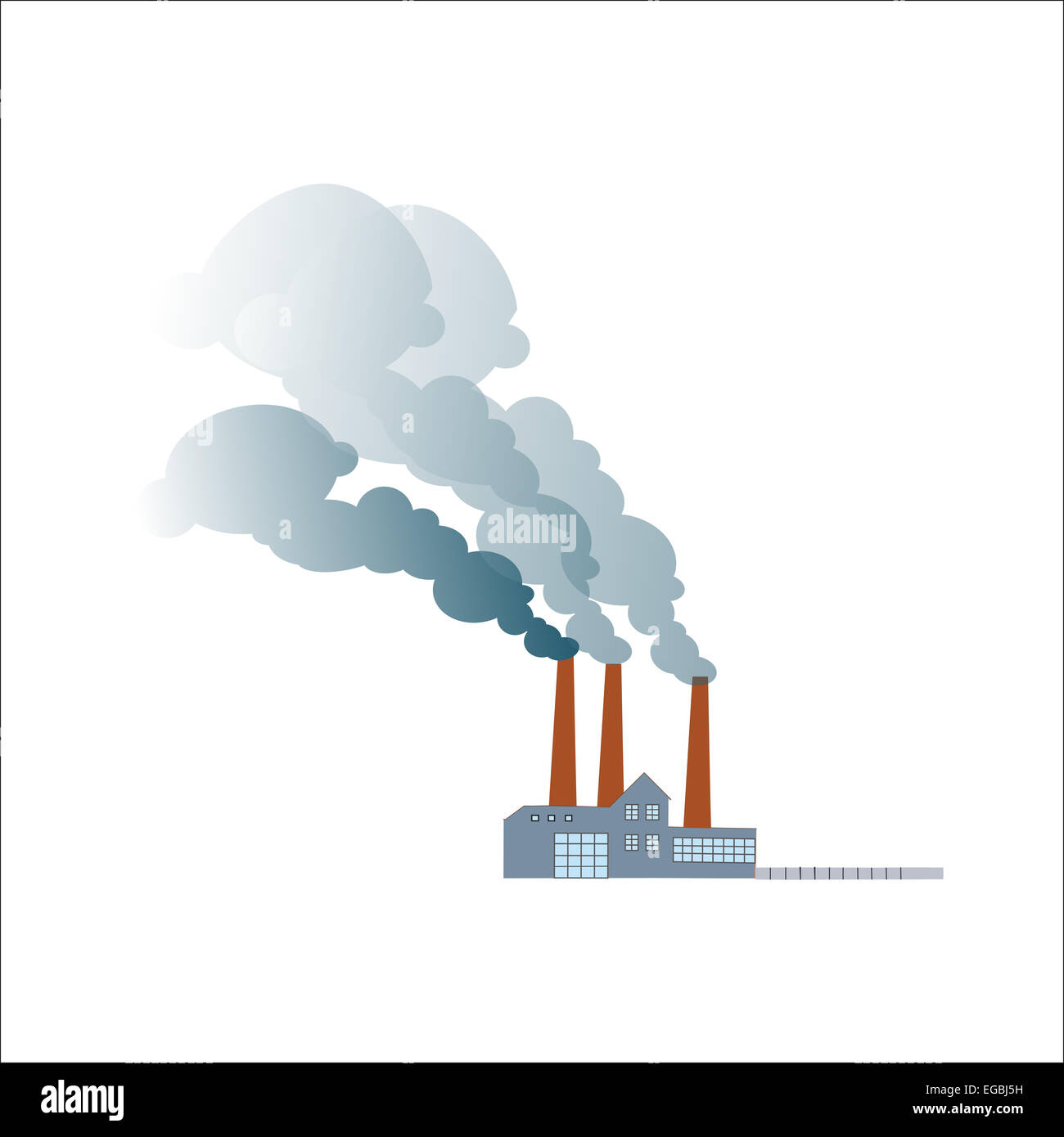 Smoking dirty polluting plant or factory on a neutral background Stock Photo