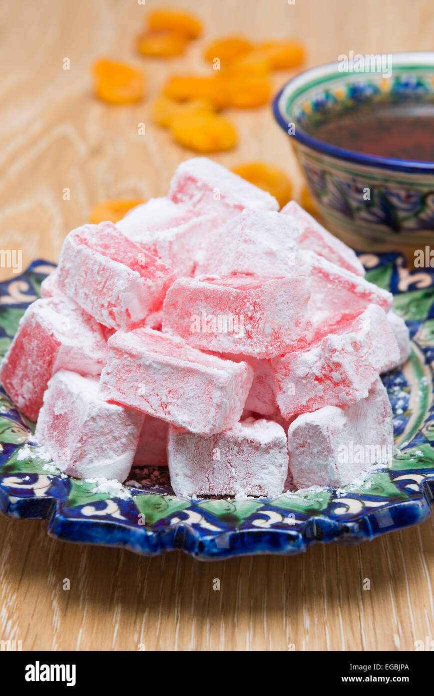 Turkish Delight or lukum- traditional oriental sweets Stock Photo