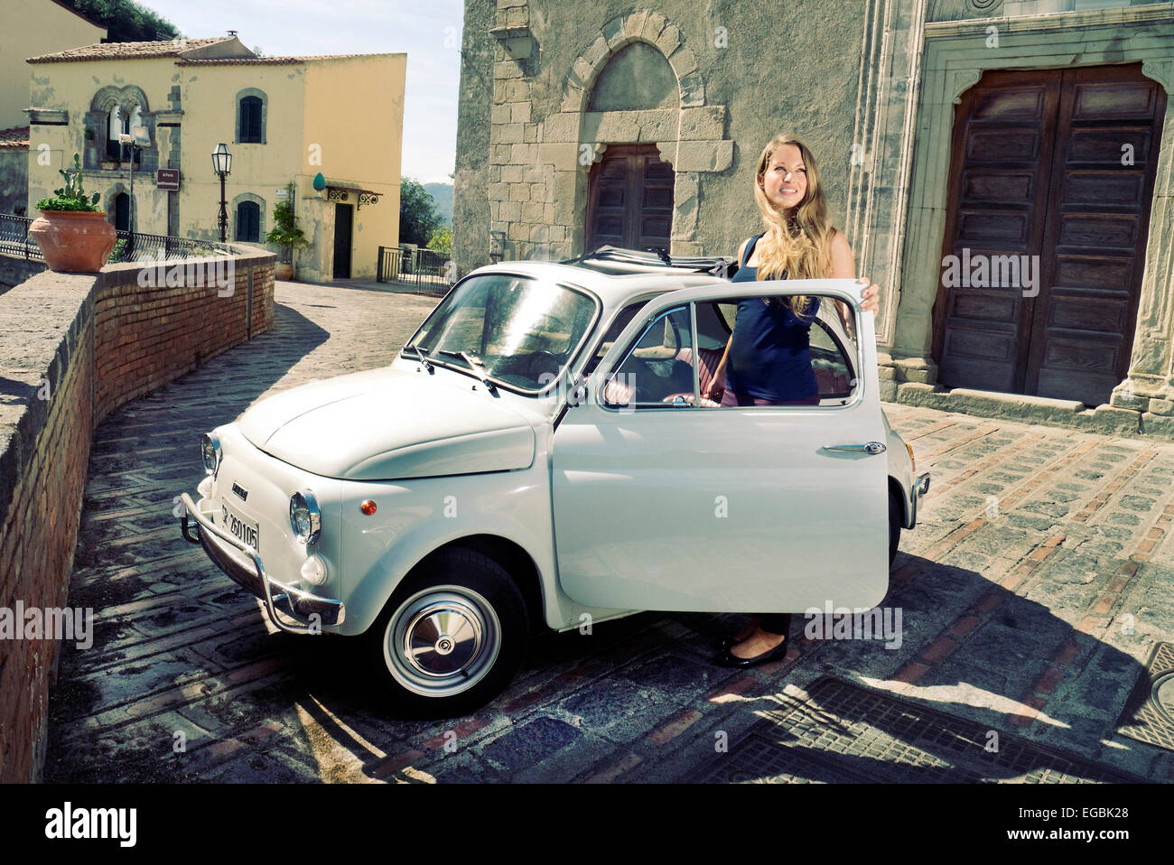 1972 Fiat 500 Classic in Savoca Sicily Stock Photo