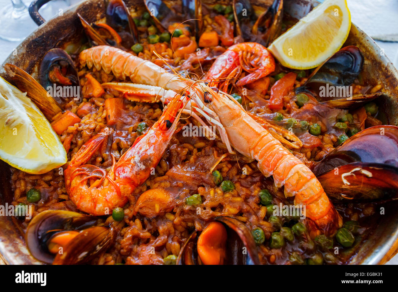 Paella. A traditional spanish dish. Spain, Europe Stock Photo