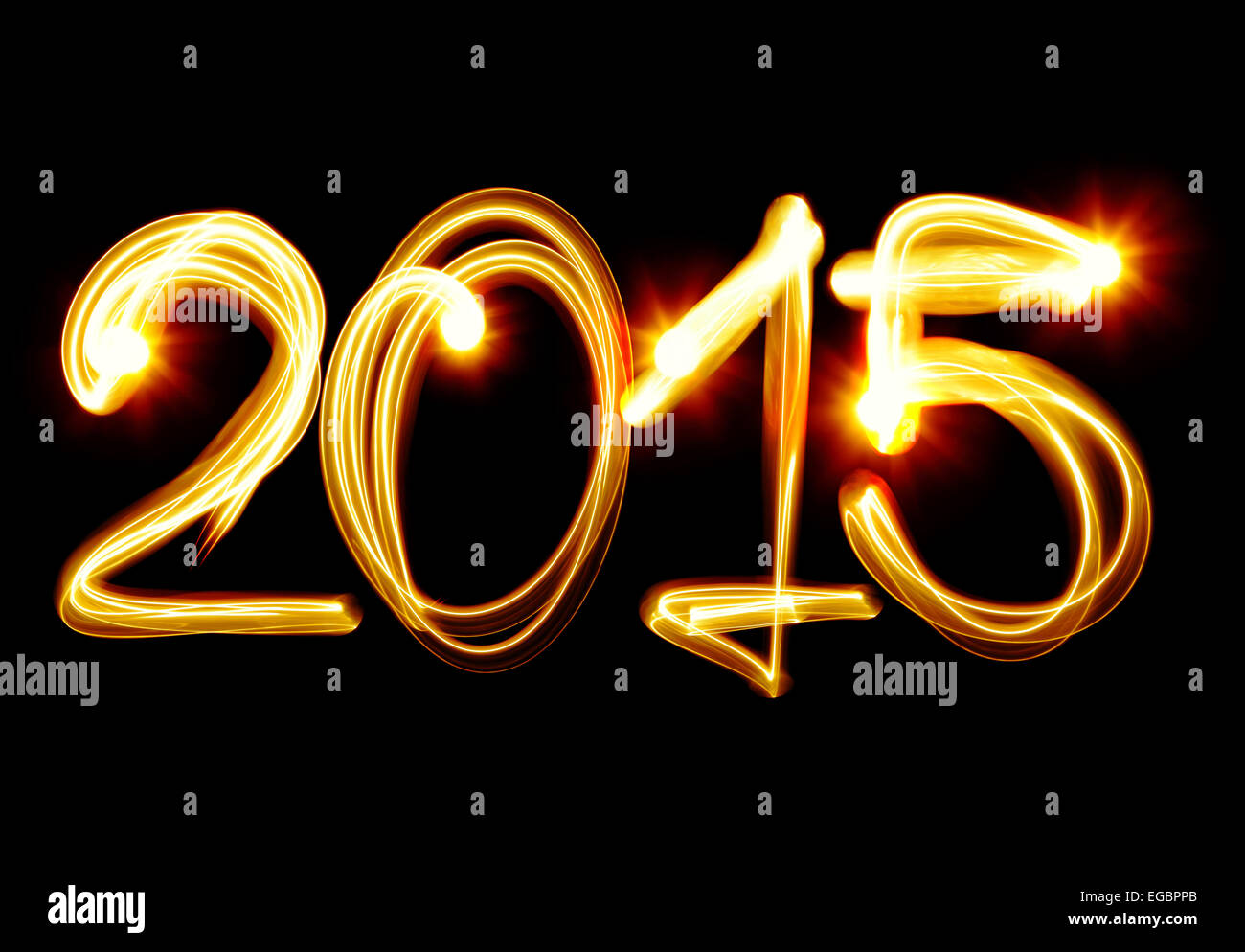 Happy New Year 2015 by light Stock Photo