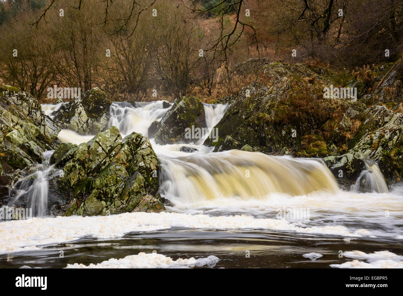 Pool Ness waterfall, River Fleet, Gatehouse of Fleet, Dumfries Stock