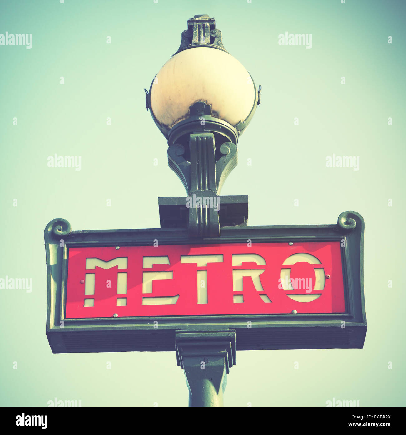 Paris metro sign. Toned image Stock Photo