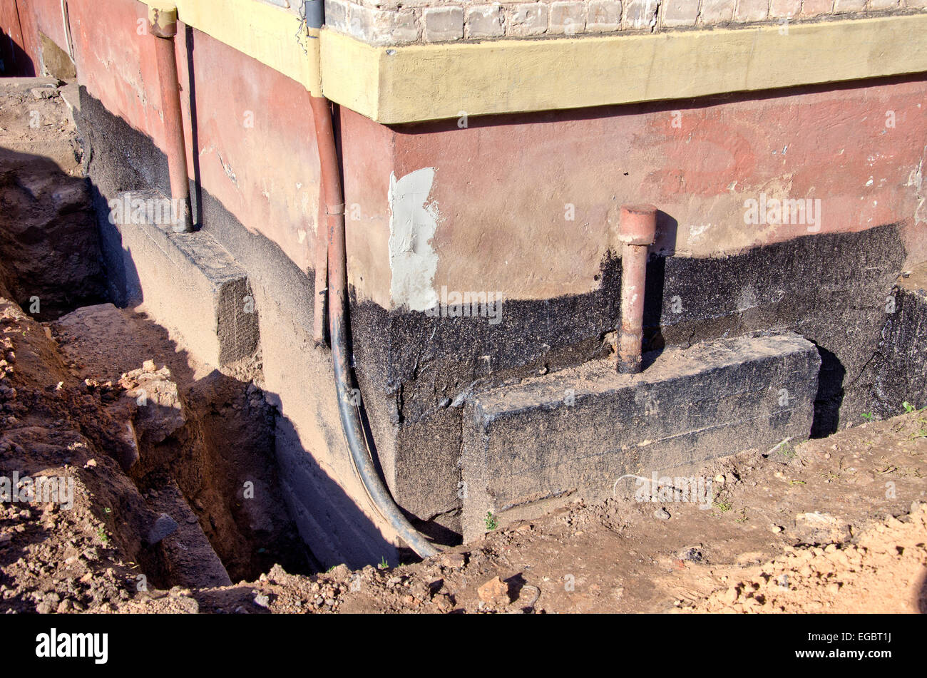 repair old urban house foundation Stock Photo Alamy