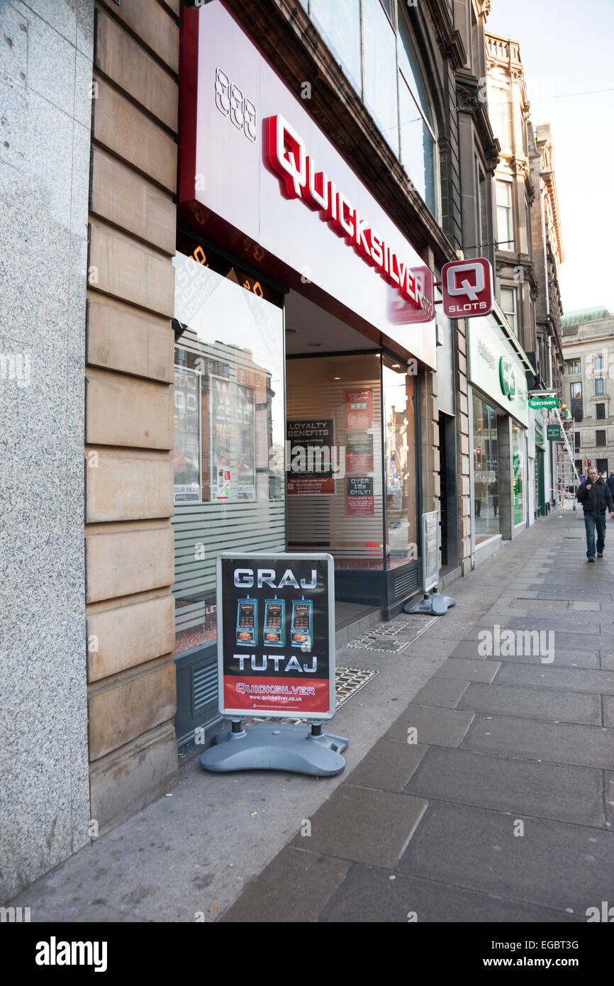 Polish sign in front of a betting shop in Edinburgh, Scotland Stock Photo