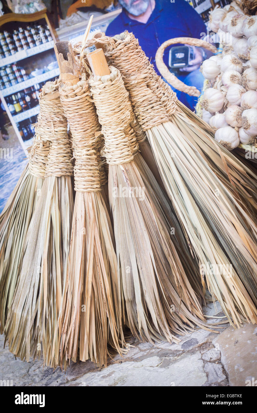 straw broom Erice Sicily souvenir Stock Photo
