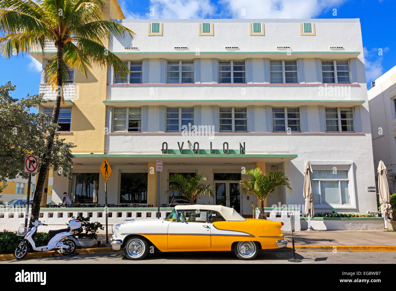 Art Deco building design on Ocean Drive, South Beach Miami, Florida, USA Stock Photo