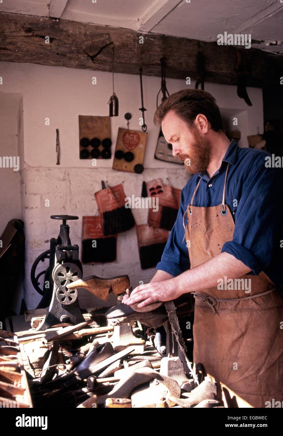 Victorian cobbler making shoes in a at the Black Country