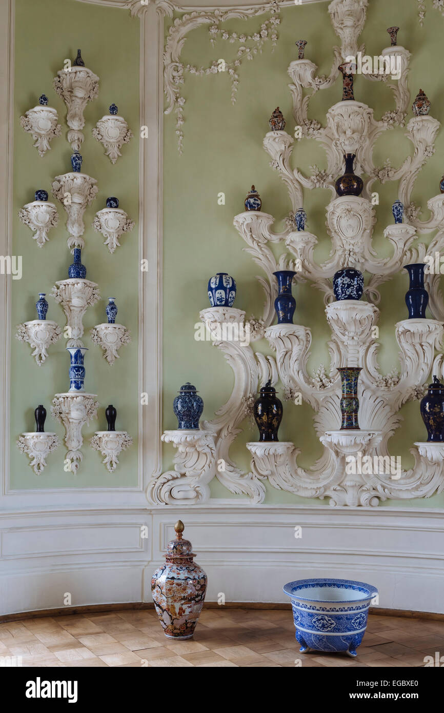 'Porcelain Cabinet' room, interior of Rundale Palace Museum, Latvia Stock Photo