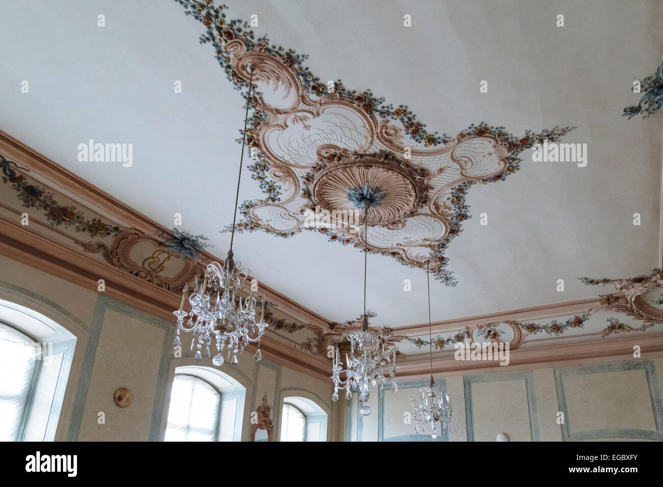 Detail Of Painted Ceiling Rose Interior Of Rundale Palace