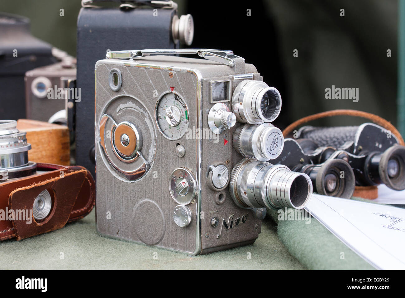 A German Nizo press cine film camera 10-16mm, from the period of the second world war. Stock Photo