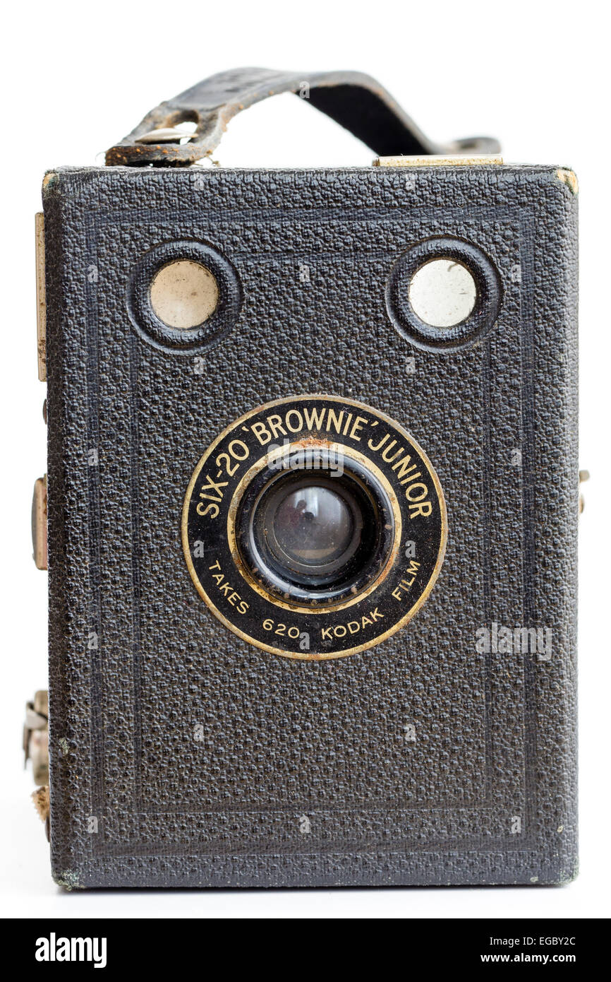 Vintage camera, a 1939-43 Kodak Six-20 Brownie Junior box camera. 620 was  the film size used. This was the popular Portrait Model Stock Photo - Alamy