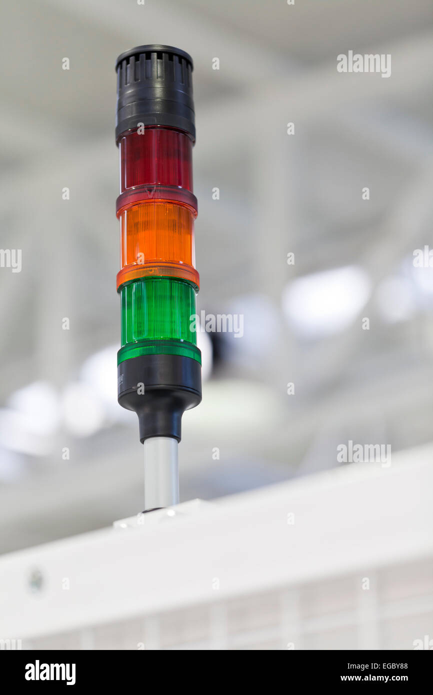 industrial signal lights on machines Stock Photo