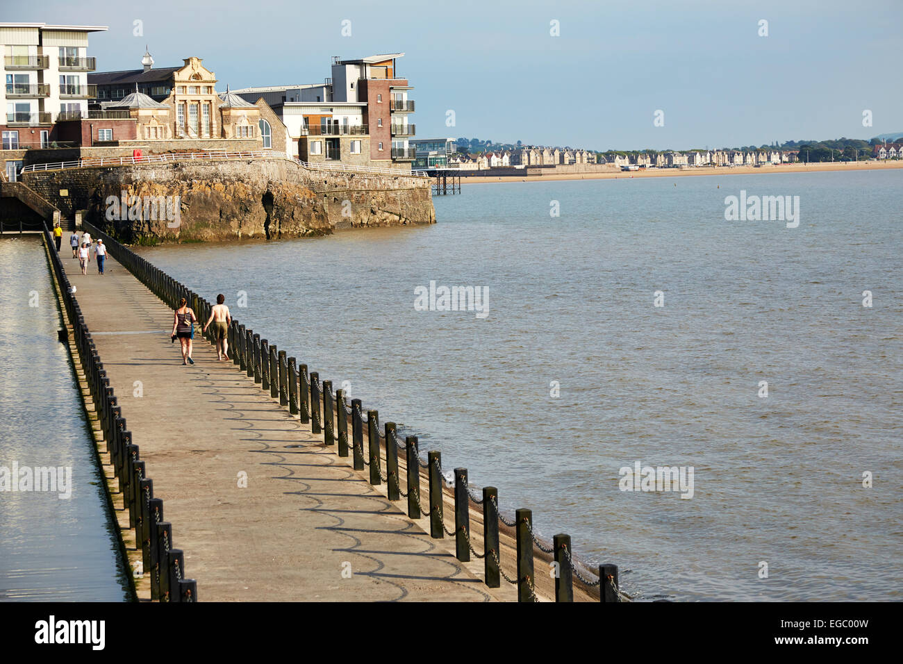 Seafront walkway at Weston-Super-Mare, Somerset. Stock Photo