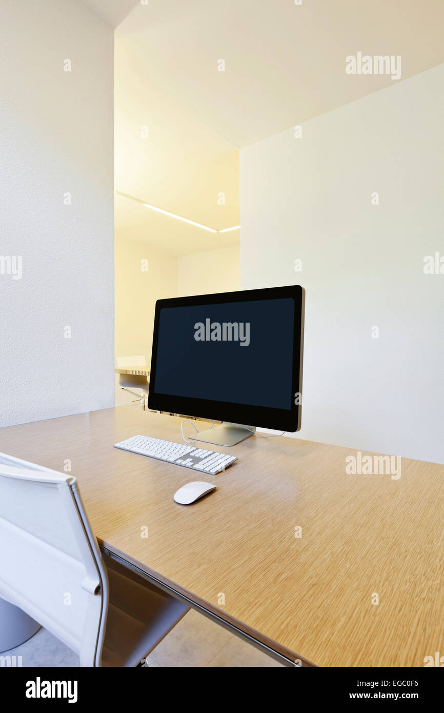 modern office interior design, workplace with computers Stock Photo - Alamy