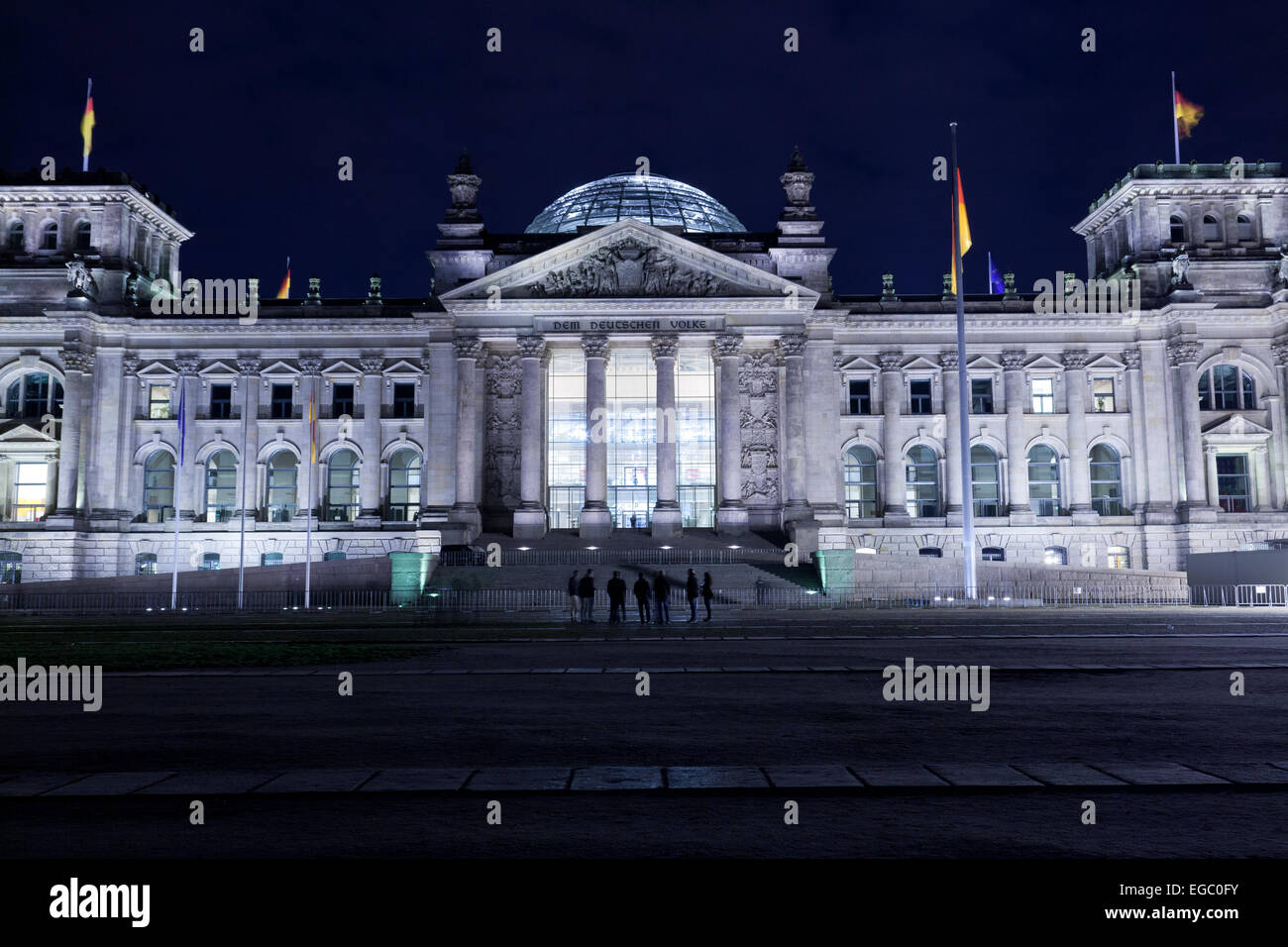 View of the Reichstag with night illumination Stock Photo