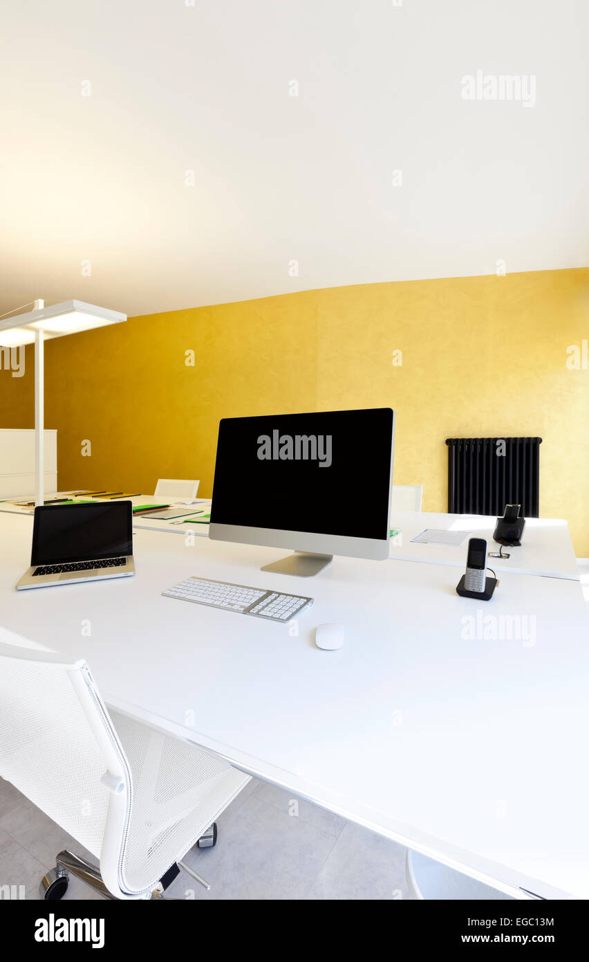 modern office interior design, workplace with computers Stock Photo - Alamy