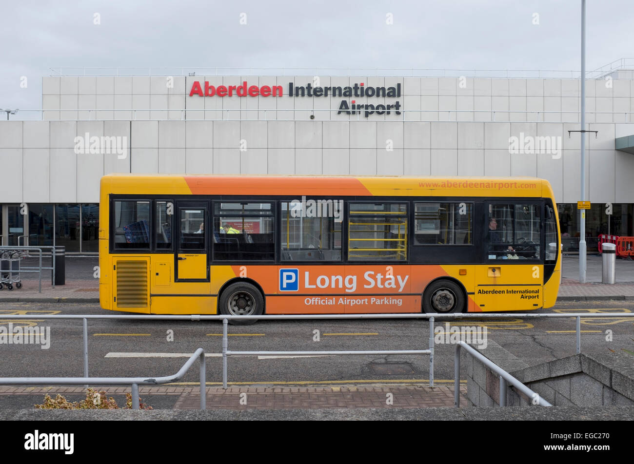 Long Stay Parking Transfer Bus outside Aberdeen International Terminal