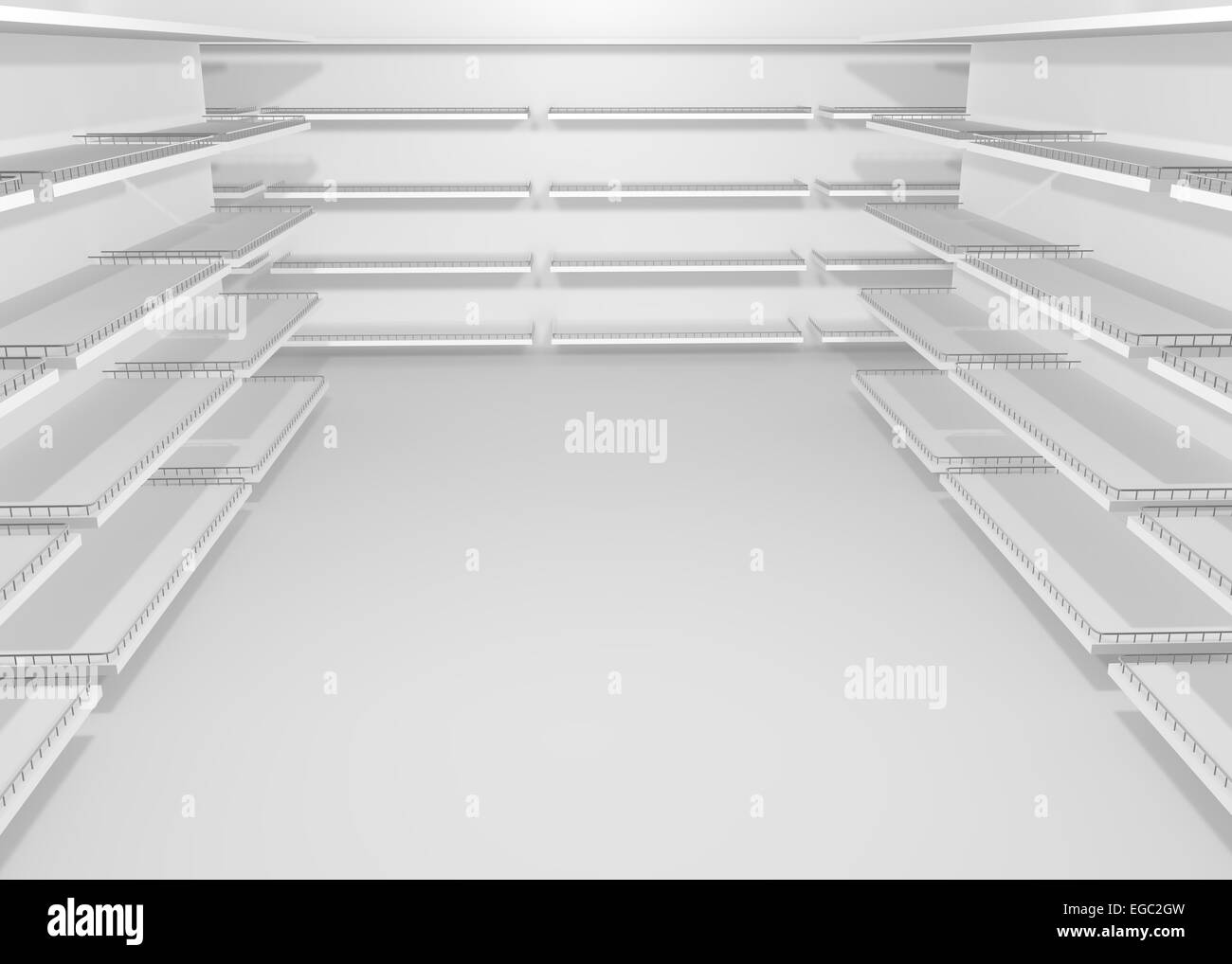 White empty shelves for goods and products in the store Stock Photo Alamy