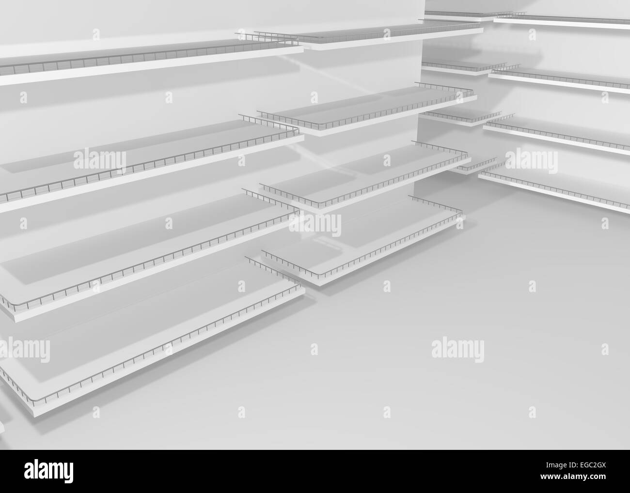 White empty shelves for goods and products in the store Stock Photo Alamy