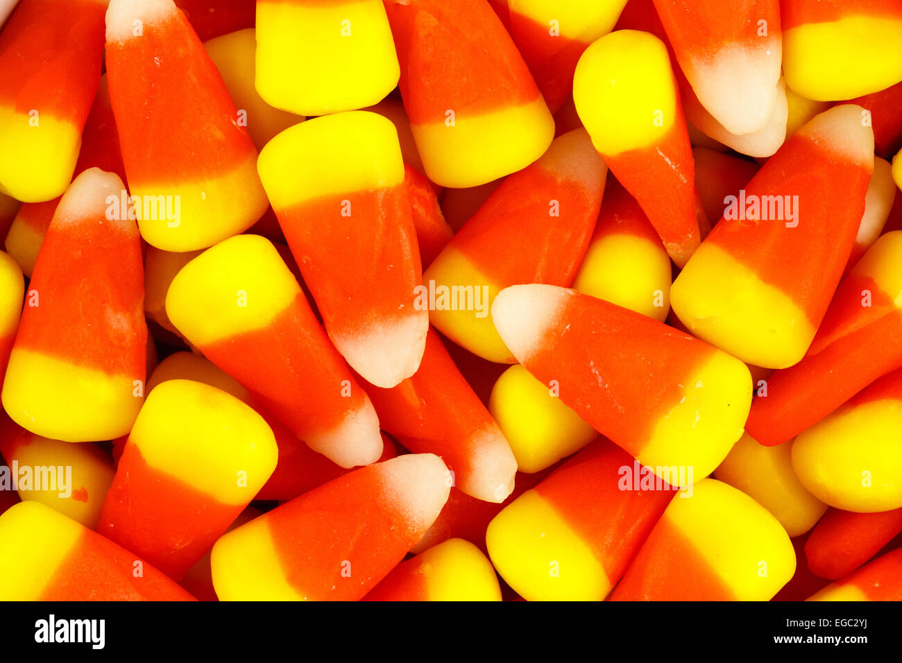 Closeup pile of colorful Halloween candy corn Stock Photo