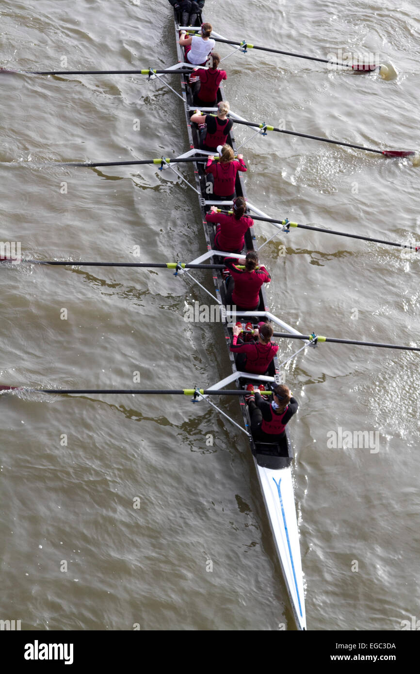 Putney Riverside Rowing Putney, London, UK. 22nd February, 2015. Rowers from different clubs ...