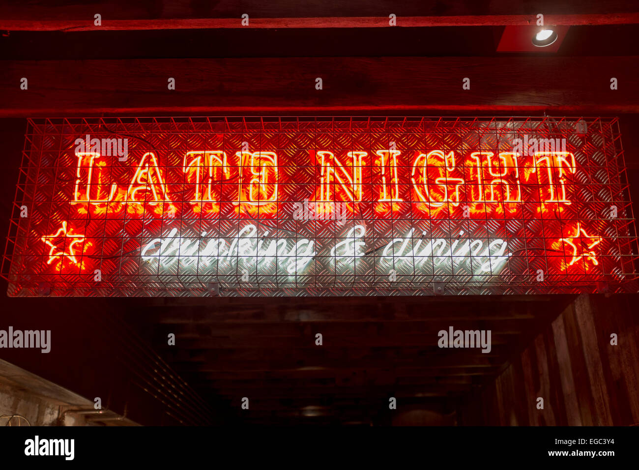 Late Night Drinking and Dining Neon Lights London Stock Photo