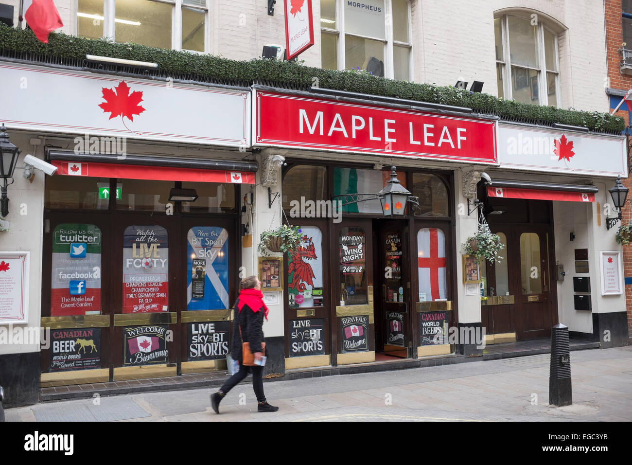 The Maple Leaf Canadian Pub in Maiden Lane Covent Garden London Stock Photo