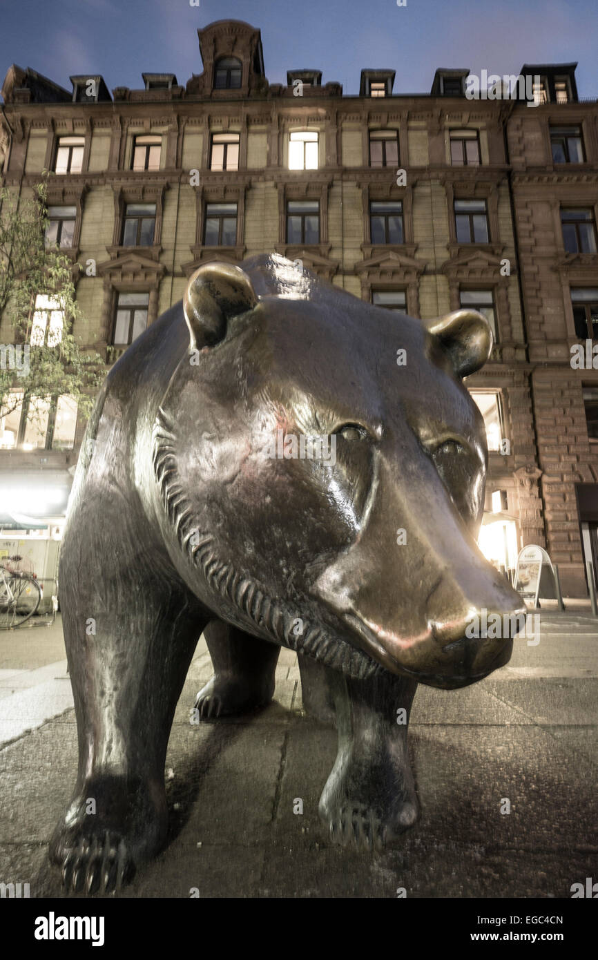 Bear at Stock Exchange Frankfurt, Germany Stock Photo