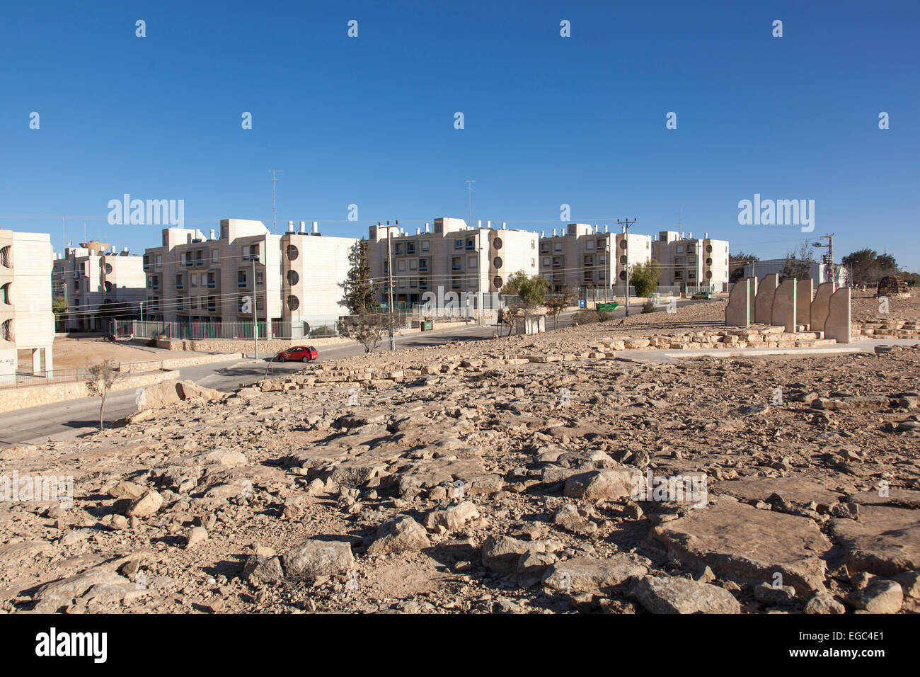 residential apartment blocks in Mitzpe Ramon, in the Negev Desert, Southern Israel Stock Photo