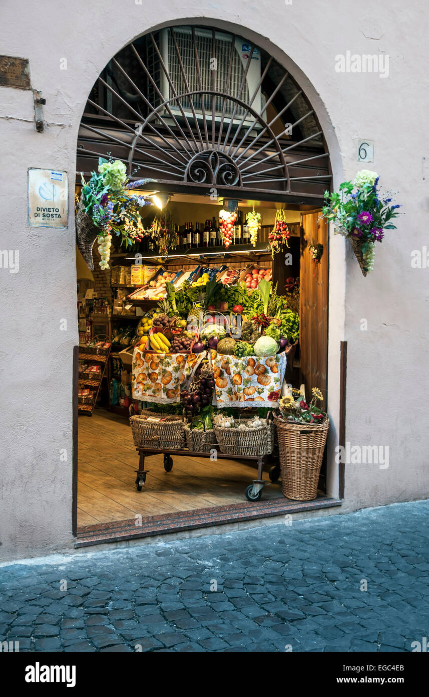 Green grocery in Old Rome Stock Photo Alamy